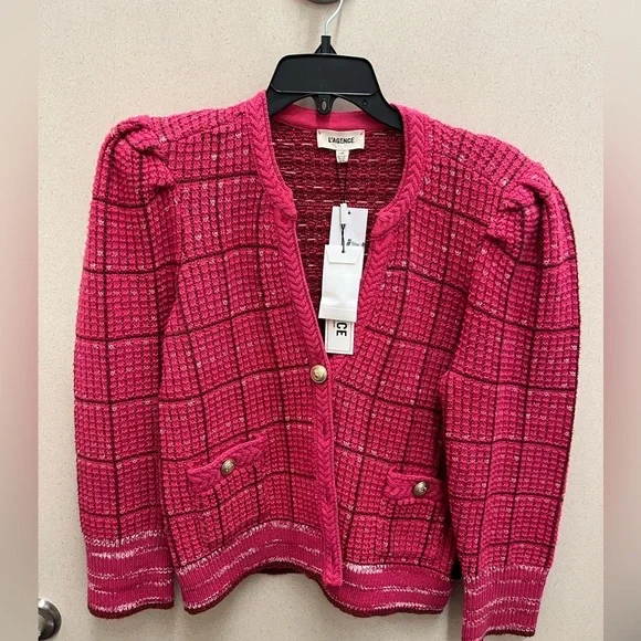 NWT L’Agence Jenni Cardigan Sweater Pink Multi L